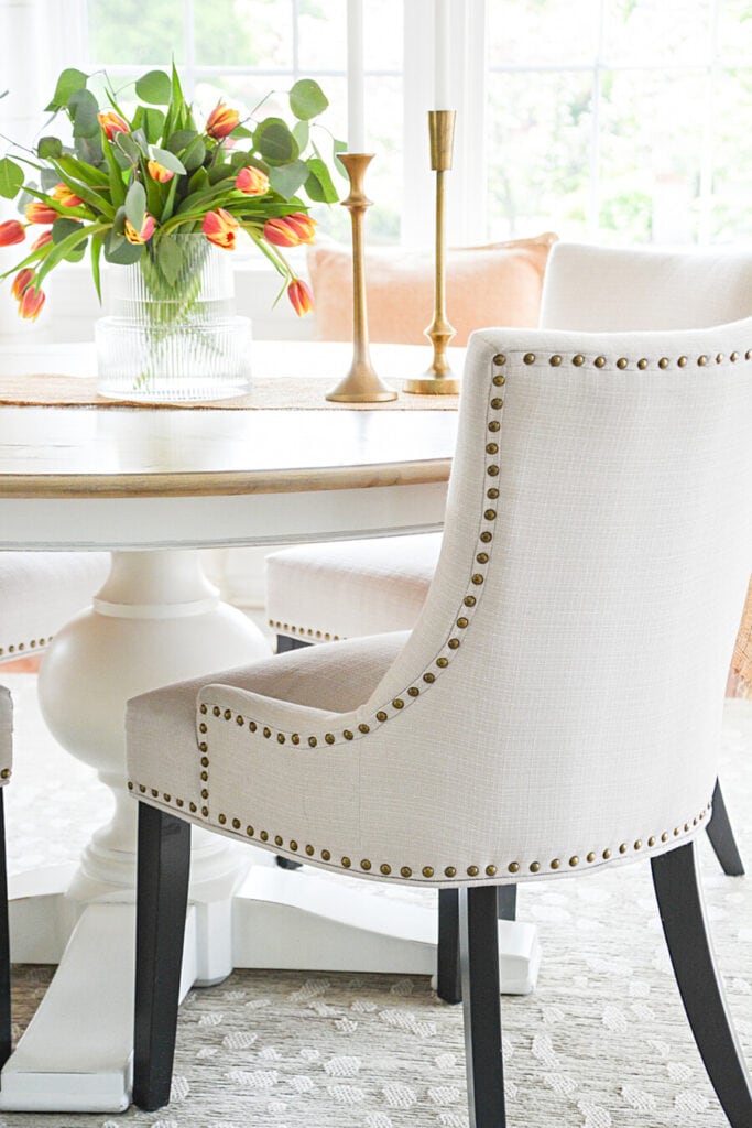 small dining room - dining room chairs with nailheads