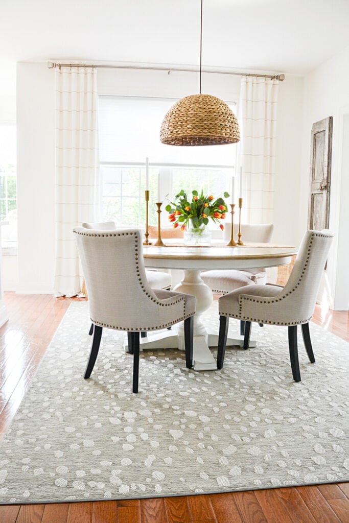 small dining room - rug in a dining room