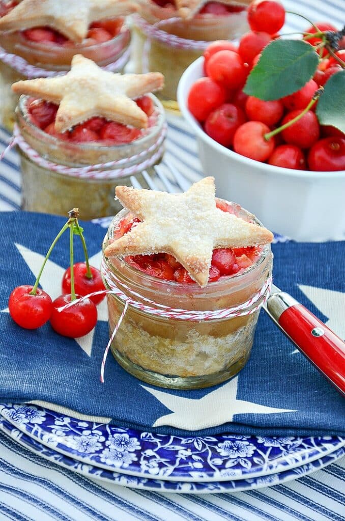 cherry pie in jars