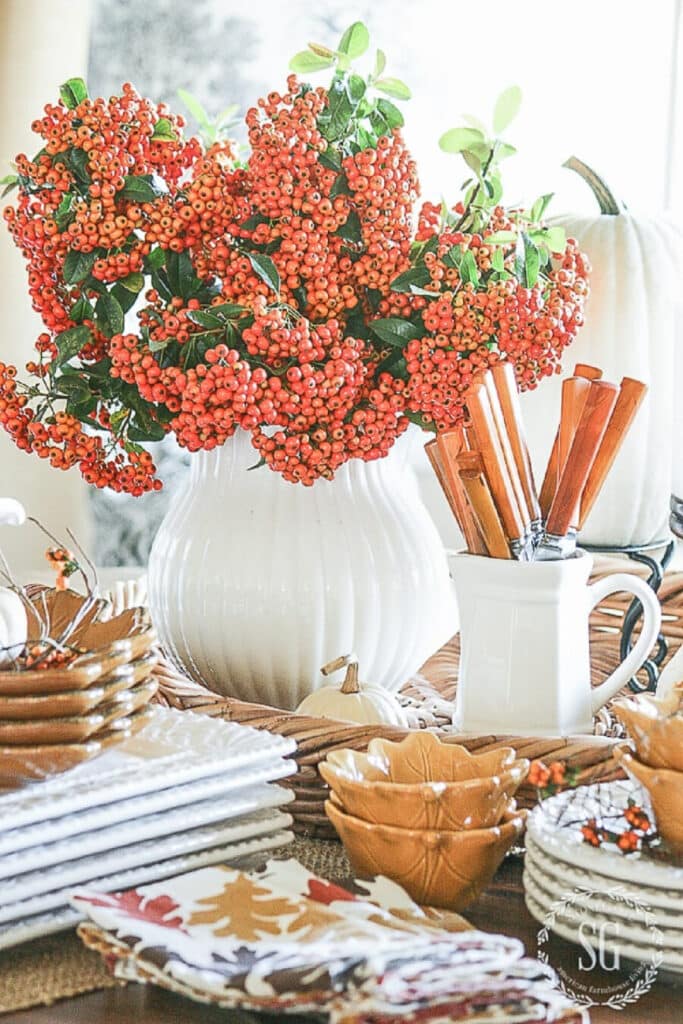 fall table set for a brunch