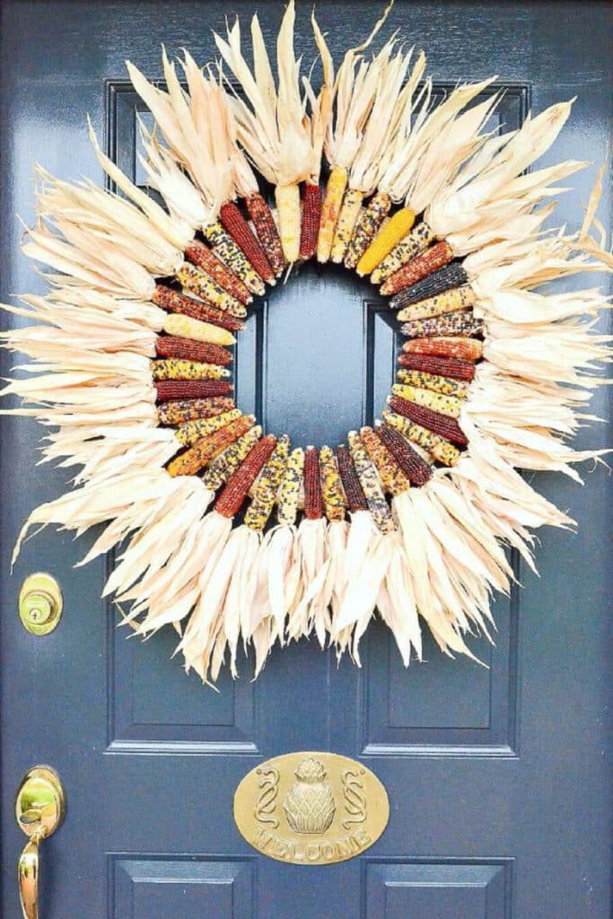 corn wreath on a door