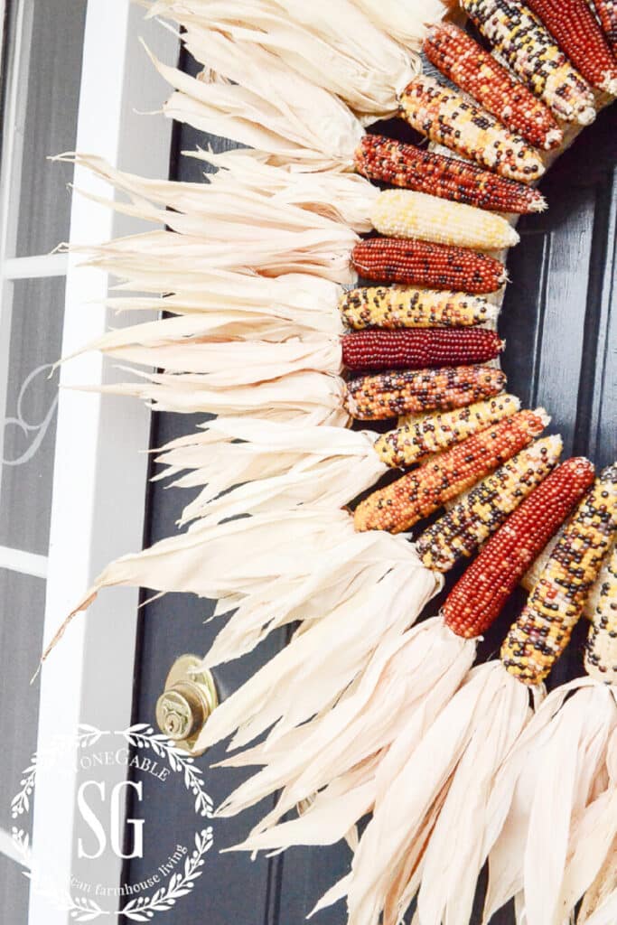 close-up of an Indian corn wreath