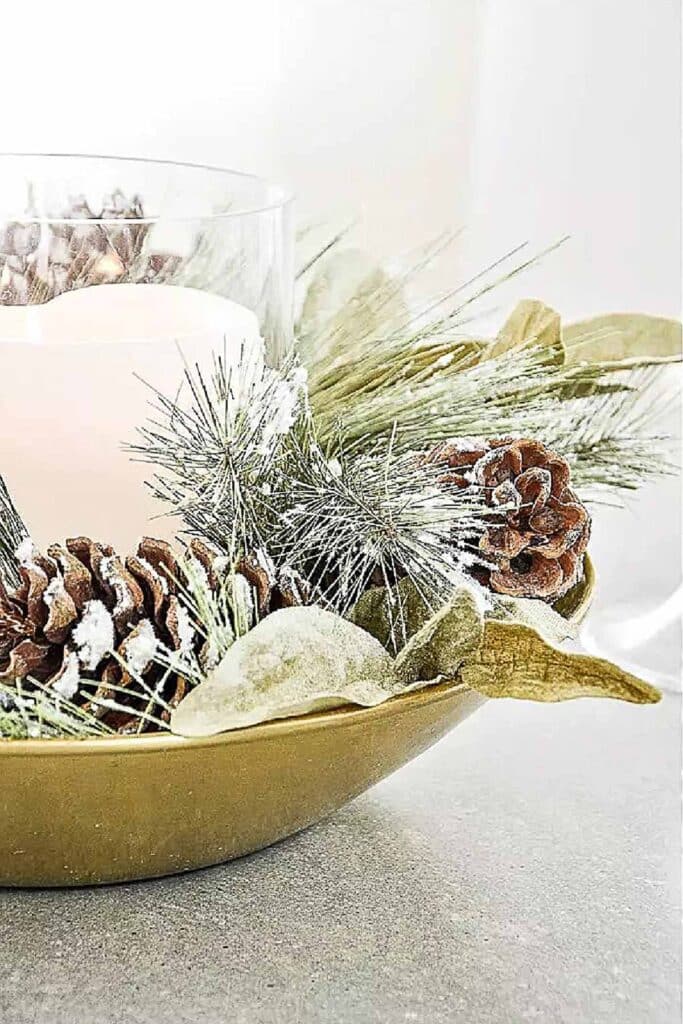 Christmas Arrangement- gold bowl arrangement