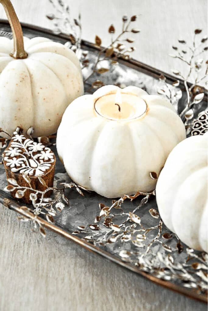 PUMPKINS- whie pumpkin made into candles