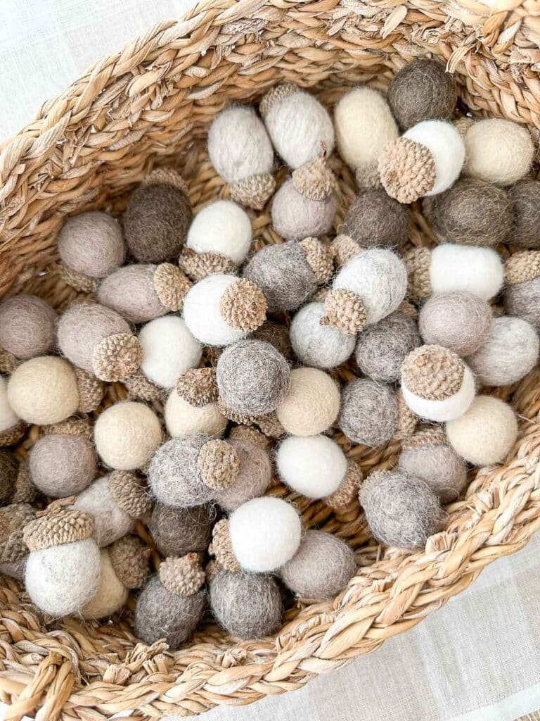 basket of wool acorns