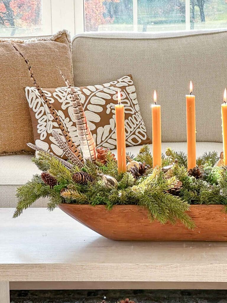 3 CHRISTMAS DOUGHBOWL CENTERPIECE-arrangement in the family room