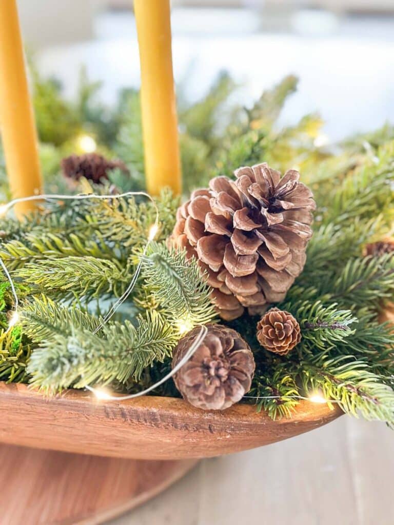 3 CHRISTMAS DOUGHBOWL CENTERPIECE- three different  pinecones