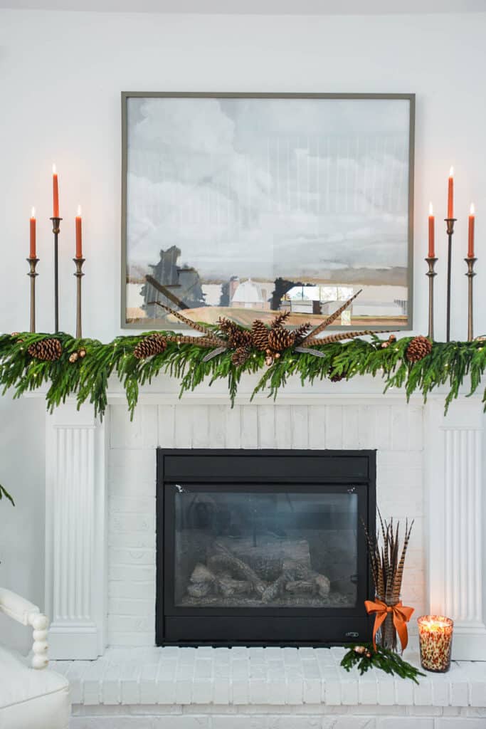 CHRISTMAS TRANSITIONAL GARLAND- trio of candles