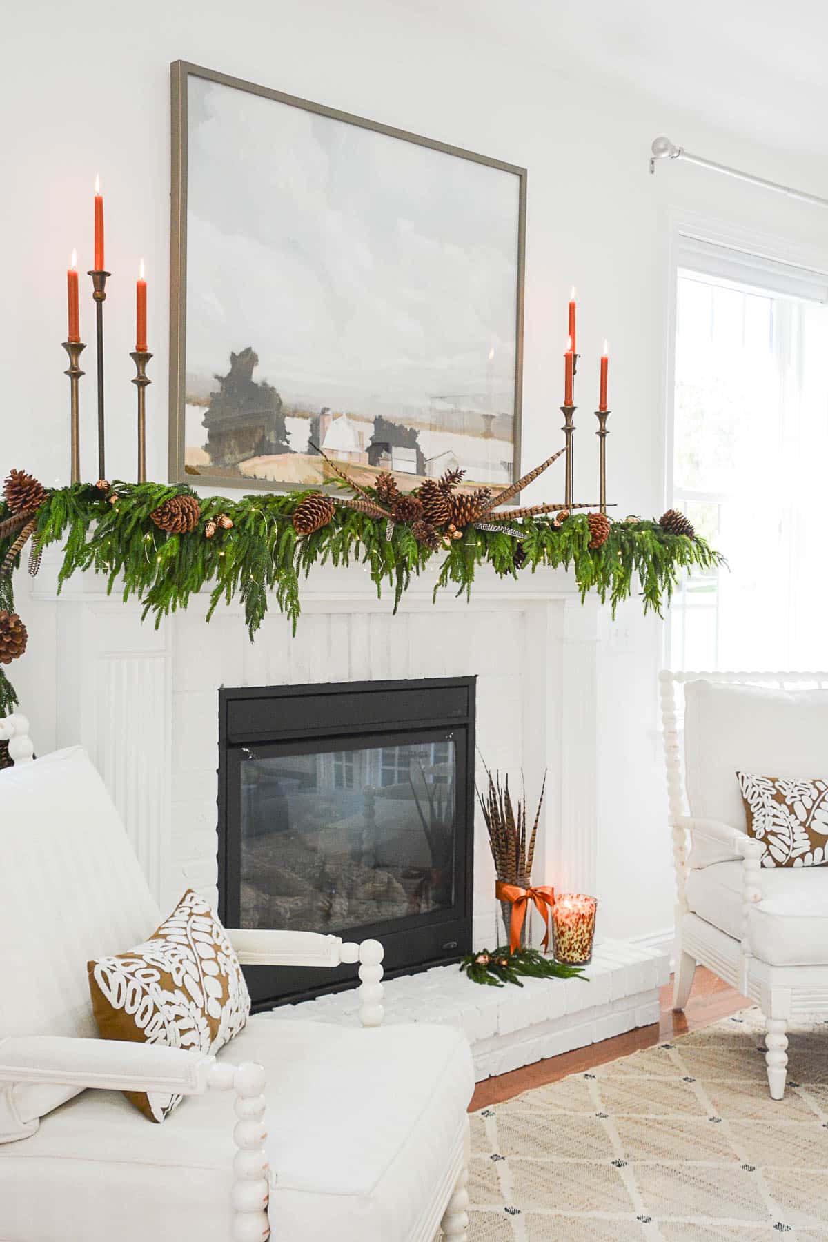 Handsome Transitional Woodland Mantel DIY: Easy To Add and Edit Now Thru Christmas
