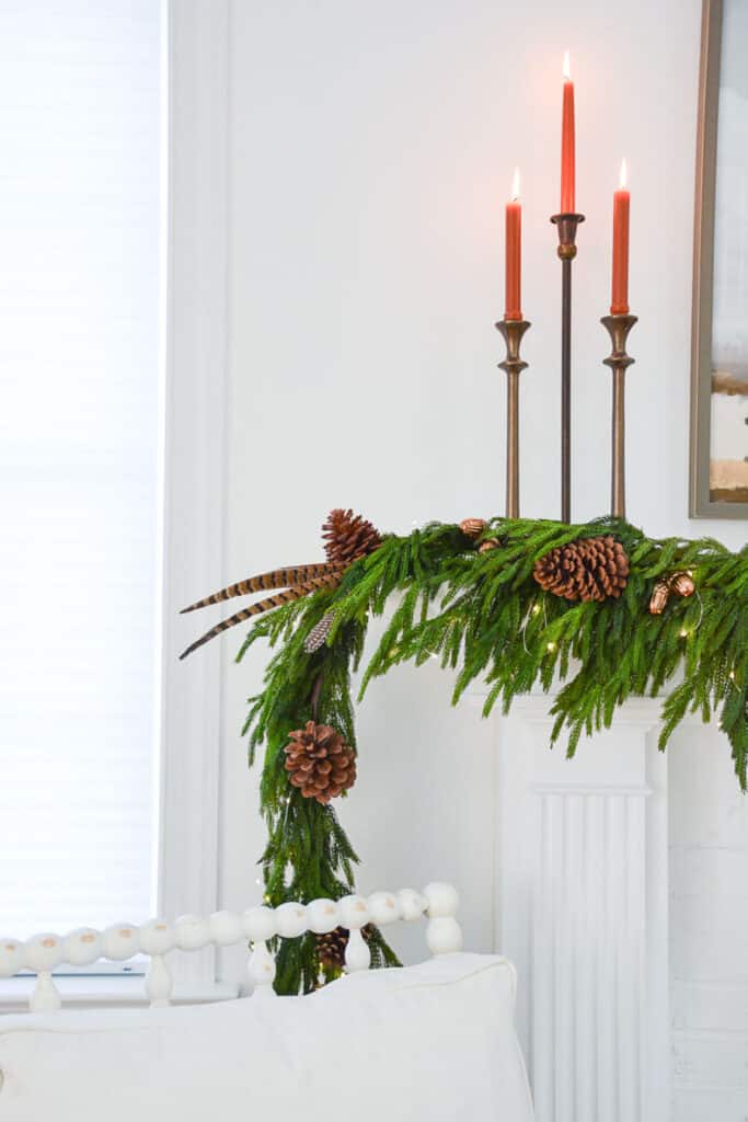 CHRISTMAS TRANSITIONAL GARLAND- trio of candles