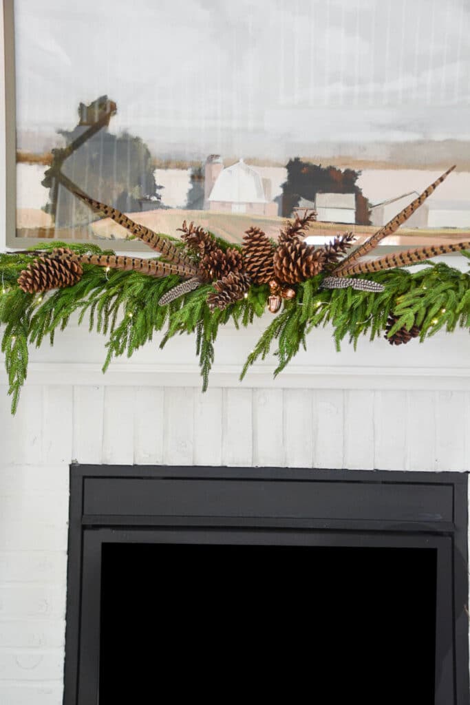 CHRISTMAS TRANSITIONAL WREATH-pinecone and phesant feather center