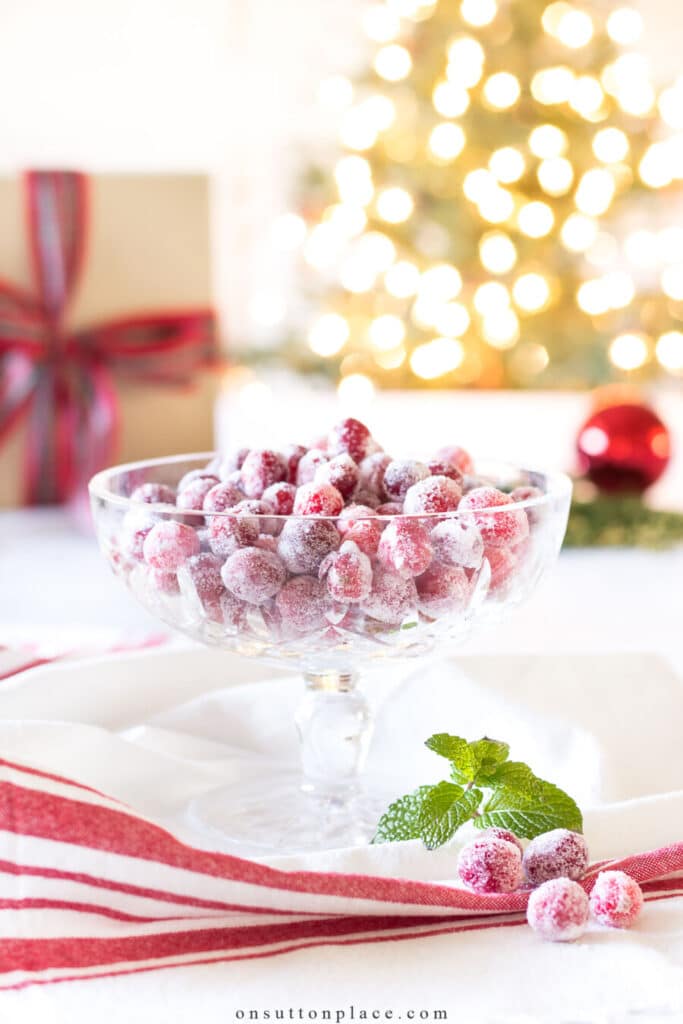 bowl of frosted cranberries