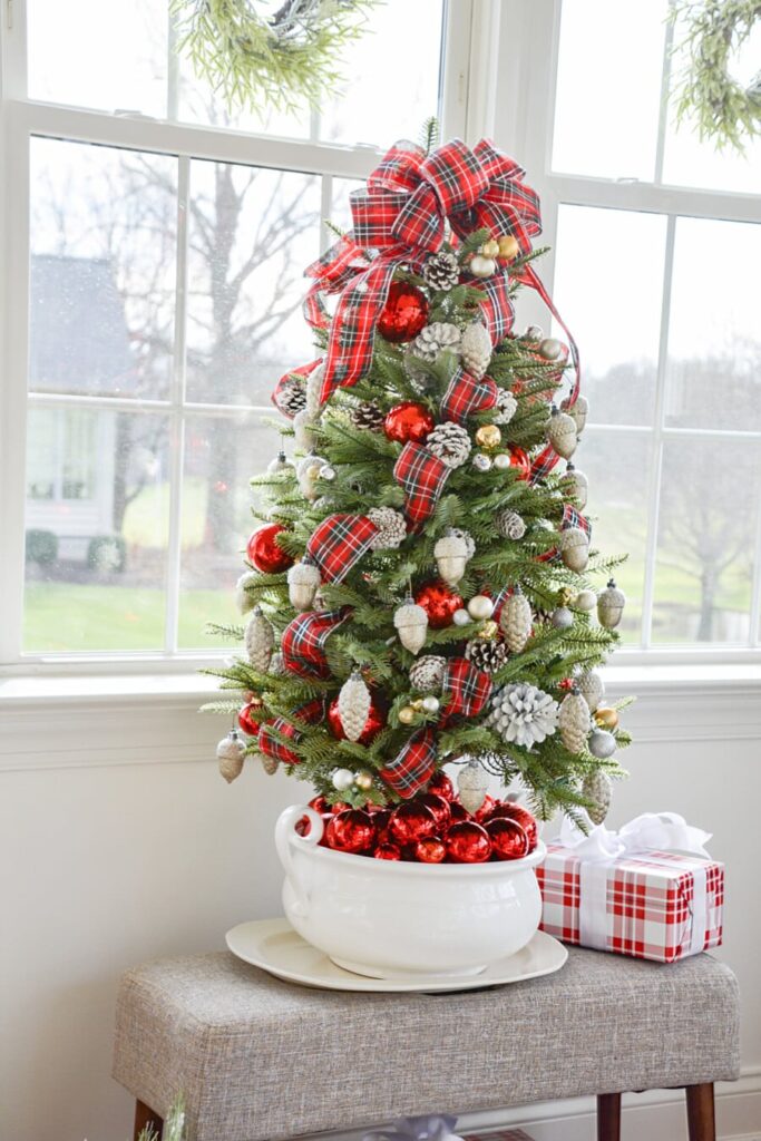 small decorated tabletop tree