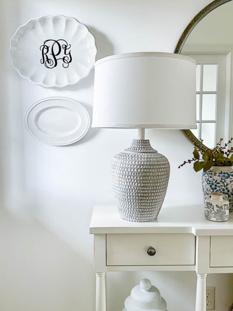 lamp on a white console