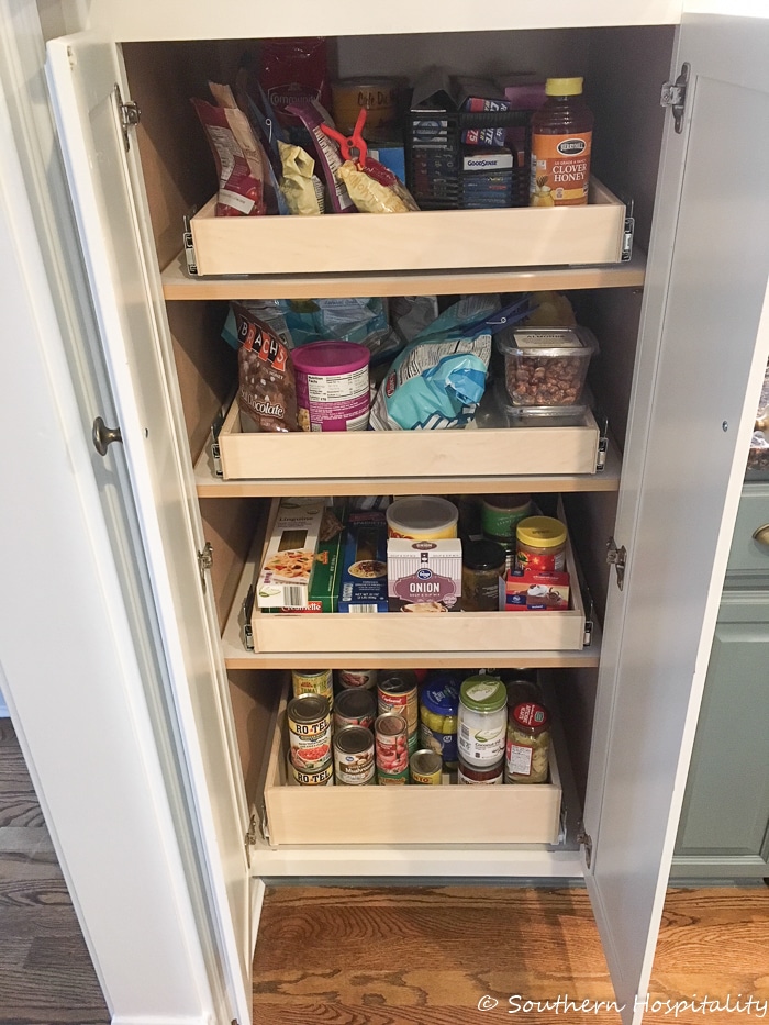 organizing a cabinet of food