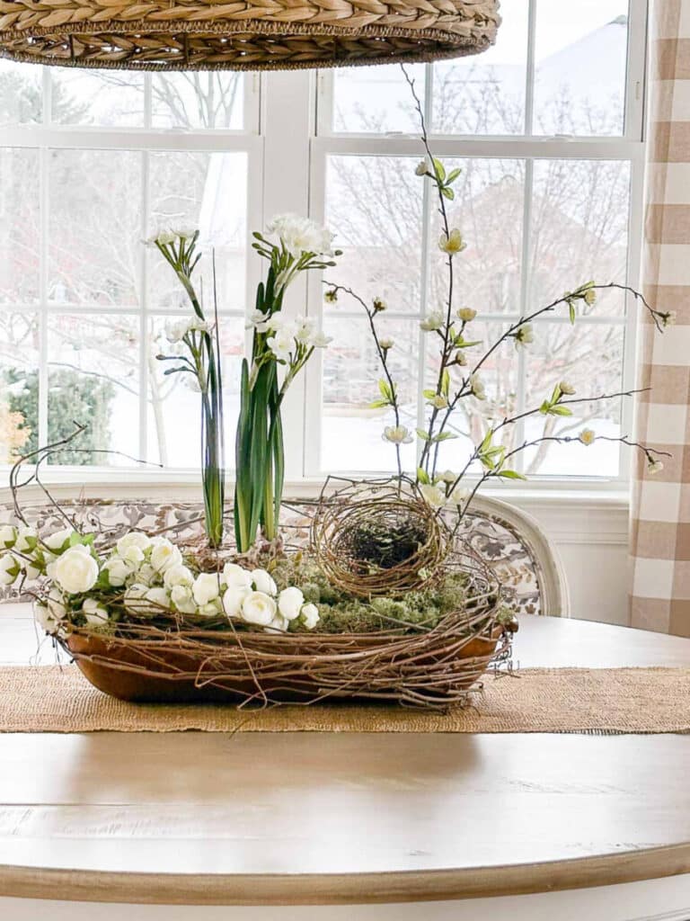 How To Style A Charming Early Spring Dough Bowl Centerpiece