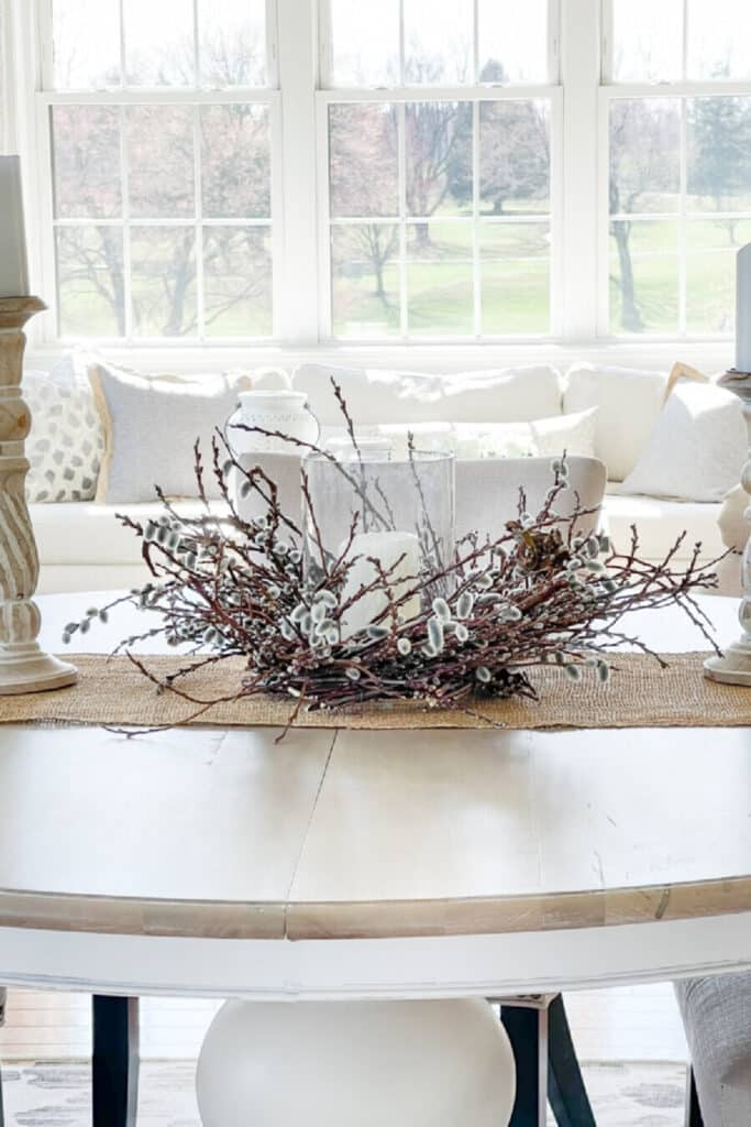 spring  pussy willow wreath as spring centerpiece
