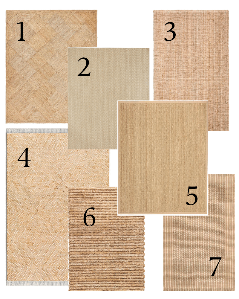 Assortment of sisal rugs- with sources below the image